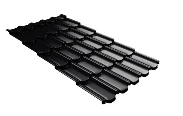 Металлочерепица квинта плюс с 3D резом 0,5 Quarzit lite RAL 9005 черный купить в Бутурлиновке