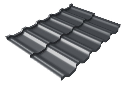 Металлочерепица модульная Квинта Uno Grand Line c 3D резом 0,5 Velur RAL 7024 мокрый асфальт купить в Бутурлиновке